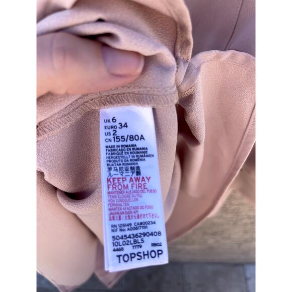 Topshop Tie Cuff Shirtdress ~ Blush ~ 2 - Picture 6 of 7